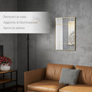 Specchio da Parete Stile Finestra 90x60 cm con Montaggio Verticale e Orizzontale in Vetro Oro      