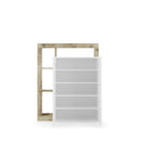 Mobile Multiuso 2 Ante con 5 Ripiani 109x30x138,5 cm Hamburg Bianco Lucido e Pero