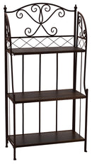 Scaffale per Piante in Metallo 3 Ripiani in Legno