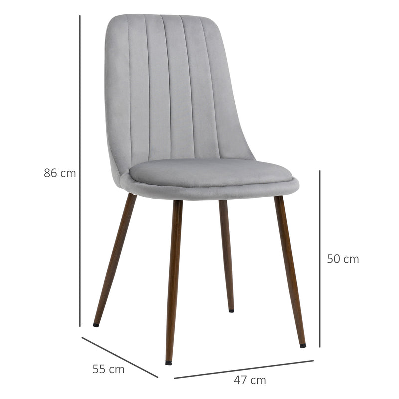 Set 4 Sedie Imbottite 47x55x86 cm in Poliestere e Acciaio Grigio