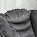 Poltrona Moderna 80x78x100 cm con 2 Tasche Laterali e Poggiapiedi  in Tessuto Effetto Lino Grigio 