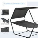 Lettino Prendisole 2 Posti da Giardino 210x140x177 cm con Tetto Parasole in Acciaio Grigio