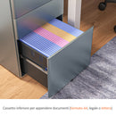 Cassettiera da Ufficio 3 Cassetti con Serratura e Ruote 39x48x59 cm in Acciaio Grigio 