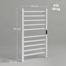 Scaldasalviette Elettrico Smart 45x11x80 cm a 10 Barre con Timer e Display LCD in Acciaio Inox Bianco  
