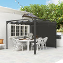 Gazebo Pergola da Giardino 300x300x227 cm con Telo Retrattile e Tenda a Rullo Grigio Scuro   