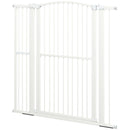 Cancellino per Cani Regolabile con 2 Estensioni 77-105x120 cm in Acciaio e Doppio Blocco Bianco