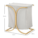 Cesto Portabiancheria 2 Sezioni con Coperchio 55x40x62 cm in Bambù e Poliestere Grigio 