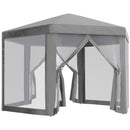 Gazebo da Giardino Esagonale 390x390x250 cm con Doppio Ingresso in Metallo e Poliestere Grigio  