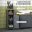 Mobile Bagno Salvaspazio 1 Anta 1 Ripiano 32x30x80 cm in Legno Truciolare e MFD Grigio