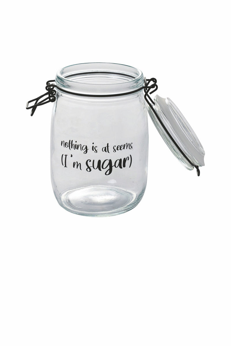 Barattolo con Scritta Ø10,8x17,3 cm in Vetro con Chiusura in Metallo VdE Tivoli 1996