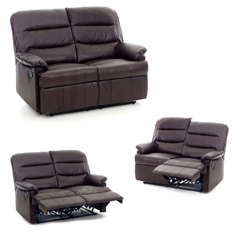 Divano 2 Posti Reclinabile Manuale in Similpelle Mara Marrone