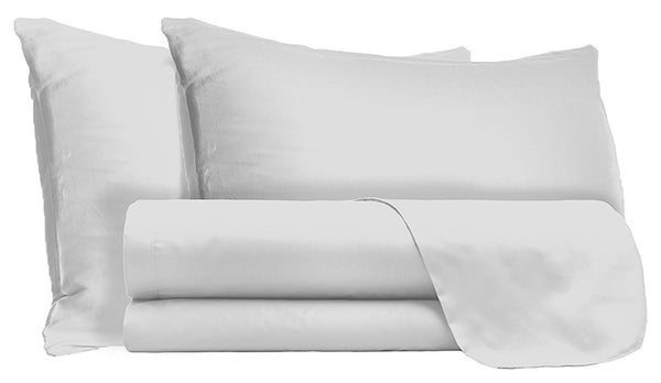 prezzo Ensemble de draps doubles dessus et dessous et taies d'oreiller couleur unie gris clair