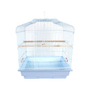 Gabbia Voliera per Uccelli 46,5x35,5x65,5 cm con 2 Mangiatoie in Ferro e Plastica Bianco  