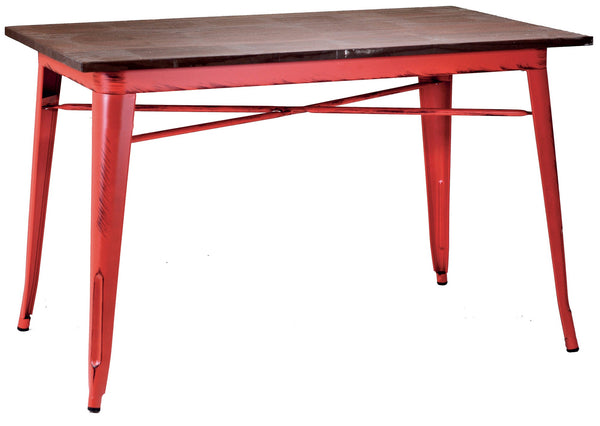 Table rectangulaire en métal avec plateau en bois rouge Bristol sconto
