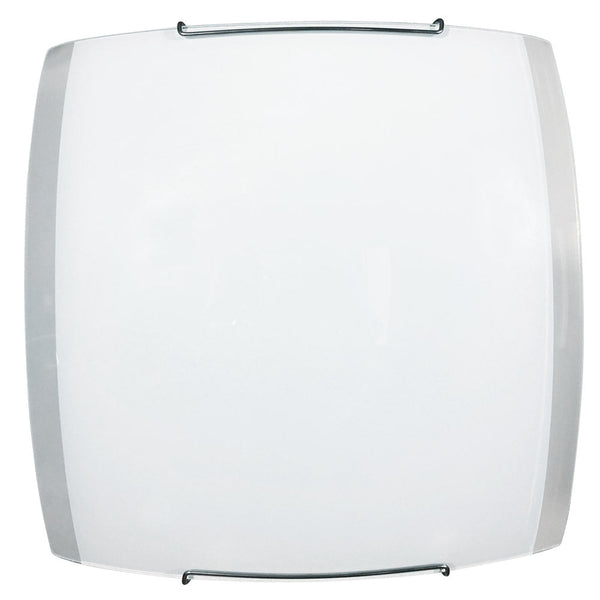sconto Plafonnier 2xE27 Crochets Fil Chrome Plaque Verre Blanc-Transparent E-Energy Venere