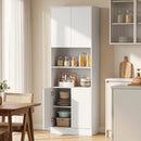 Credenza Dispensa da Cucina 60x30x170 cm con Mensola Regolabile in Pannello Truciolare Bianco      
