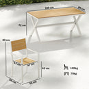 Set 7 Pezzi Pranzo per Esterno Tavolo con 6 Sedie Impilabili Telaio in Alluminio Teak      
