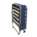 Letto Singolo Brandina Pieghevole  80x190x34 cm con Materasso H10 cm e Doghe in Legno Nero