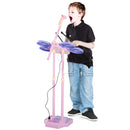 Set Batteria Giocattolo per Bambini con Microfono Rosa 
