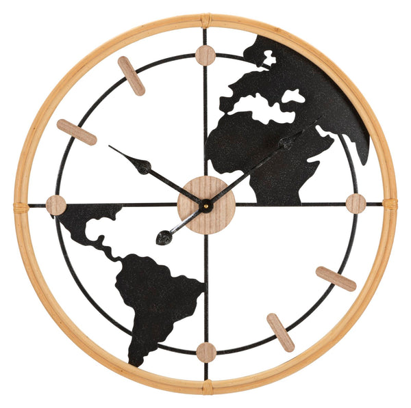 online Orologio da Muro World New 60x5x60 cm in Ferro e MDF Marrone e Nero