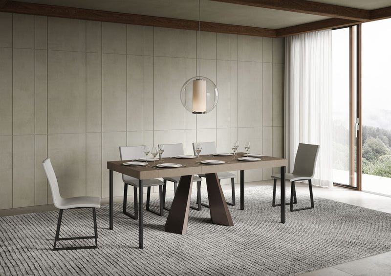 Consolle Allungabile 90-196x40x77 cm Diamante Small Premium Tortora Telaio Orso 