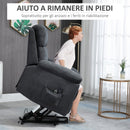 Poltrona Alzapersona Elettrica 85x94,5x103 cm in Tessuto Effetto Lino Grigio