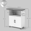 Mobile Asse da Stiro 125x43.5x102.5 cm con Armadietto a 2 Ante e Spazio Aperto Bianco      