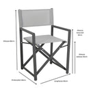 Set 2 Sedie Regista Mare Pieghevoli 48x56x86 cm in Alluminio Gilda Grigio