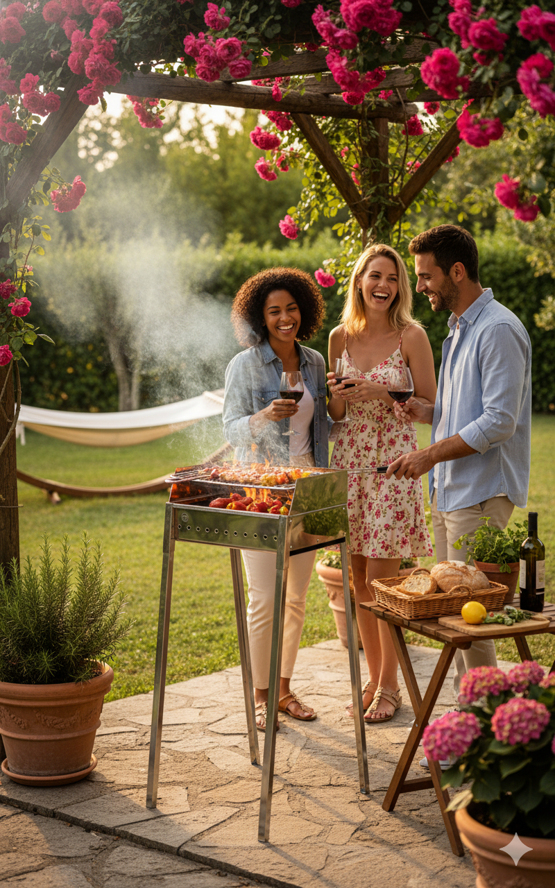 Barbecue a Carbone Carbonella 40x30 cm in Acciaio Lisa Luxury Stromboli