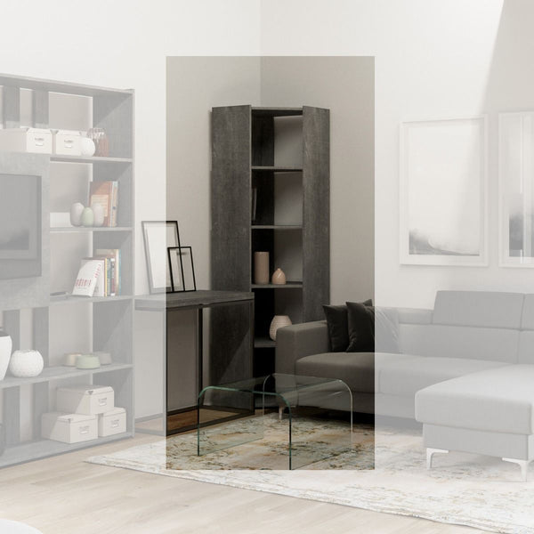 Libreria Angolare Moderna 5 Ripiani 60,3x60,3x205 cm in nobilitato Cemento prezzo