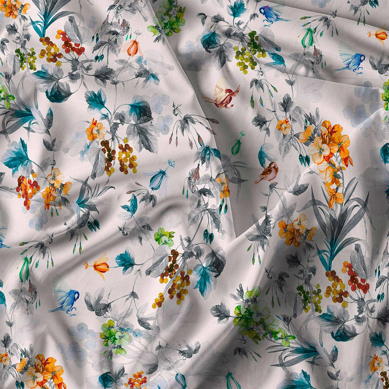 Copripiumino Matrimoniale con Federe Stampato in Puro Cotone Flora