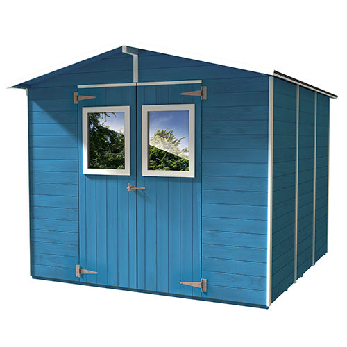 Maison de Boîte en Bois Bleu Clair pour Outils avec 2 Portes et Fenêtres 238X305X214Cm  online