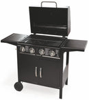Barbecue a Gas 4 Bruciatori con Ripiani Lateriali Soriani Gastone Nero