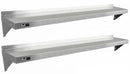 Set 2 Mensole a Muro 194x30 cm per Cucine di Ristoranti Pizzerie in Acciaio Inox