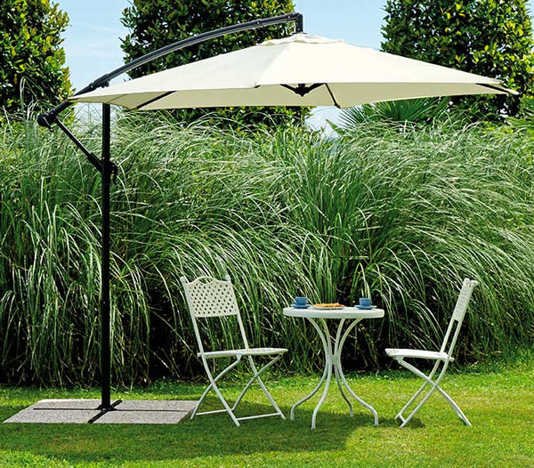 Parasol de jardin acier Ø3m Vorghini Banane Décentralisé Anthracite et Ecru online