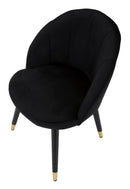 Sedia Loty Nera 57x58x80 cm in Legno e Velluto Nero e Oro