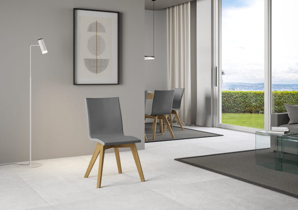 Sedia 52x52x87 cm Trudy gambe quercia in Similpelle Grigio sconto