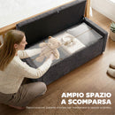 Cassapanca Contenitore 122x48x44 cm Capienza 142L Pouf Seduta Ampia Imbottita Capacità 200 kg in Lino Grigio Scuro      