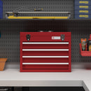 Cassetta Porta Attrezzi 51x22x39,5 cm con 4 Cassetti Vassoio Superiore a Doppia Serratura in Acciaio Rosso      