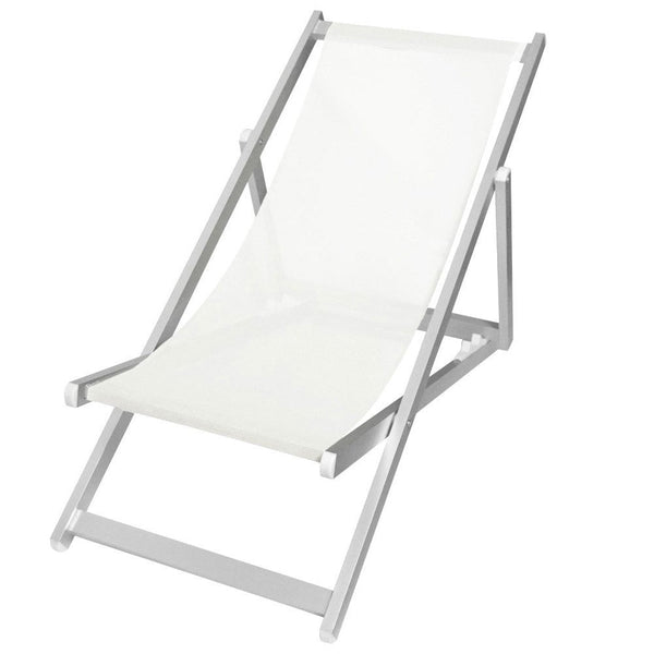 online Chaise Longue Pliante 3 Positions en Aluminium et Textilène Blanc