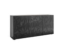 Mobile Buffet 3 Ante 180x42x84 cm in Legno TFT Praga Nero Lucido