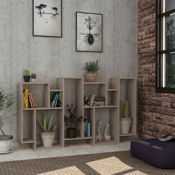 sconto Bibliothèque horizontale double face 96x25,5x168,5 cm gris tourterelle