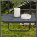 Tavolino da Balcone Pieghevole e Regolabile, in Alluminio e Legno Composito, 60x40x55-64 cm, Nero      