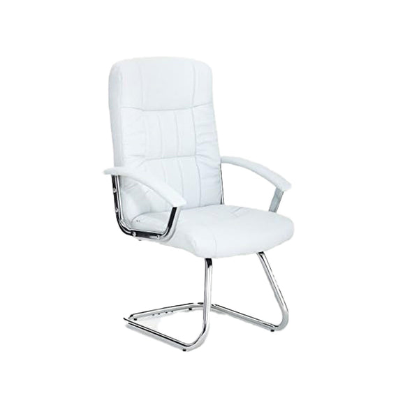 Chaise visiteur de bureau en simili cuir blanc Leader acquista