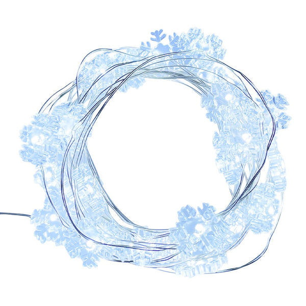 prezzo 50 lumières de Noël blanc froid en forme de flocon de neige MicroLed avec batterie pour une utilisation en intérieur