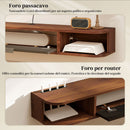 Mobile Porta TV fino 50" Sospeso 120x24x16 cm con Cassetto 2 Ripiani Aperti e Foro Passacavi Noce      