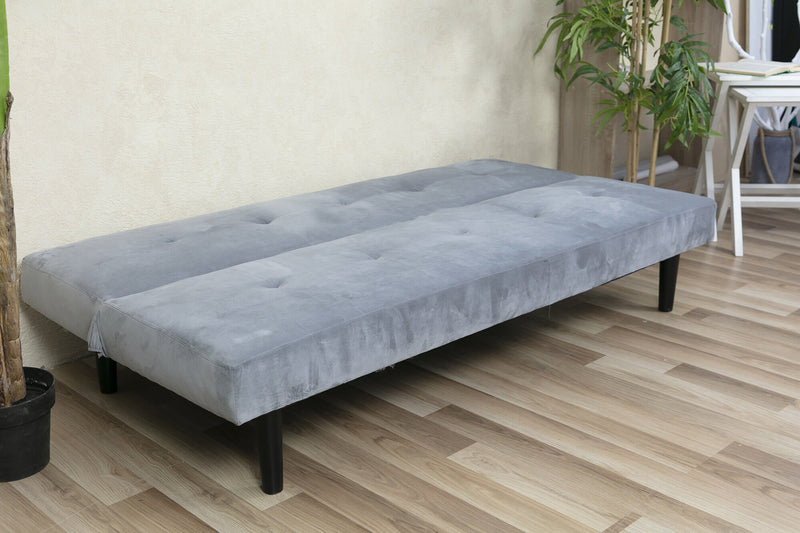 Divano Letto 2 Posti 166x77x65,5 cm in Velluto Soriani Grigio Chiaro