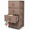 Cassettiera 37x37,5x80cm Pratika Kool Multiuso 4 Cassetti in Plastica Tortora      