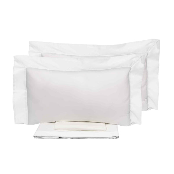 sconto Parure de Draps et Taies d'Oreiller Bords en Satin Garrini Eveline Ivoire/Blanc Différentes Tailles