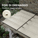 Pergola Addossata 3x4 m con Tetto Retrattile Scorrevole e Fori di Drenaggio Bianco Crema      